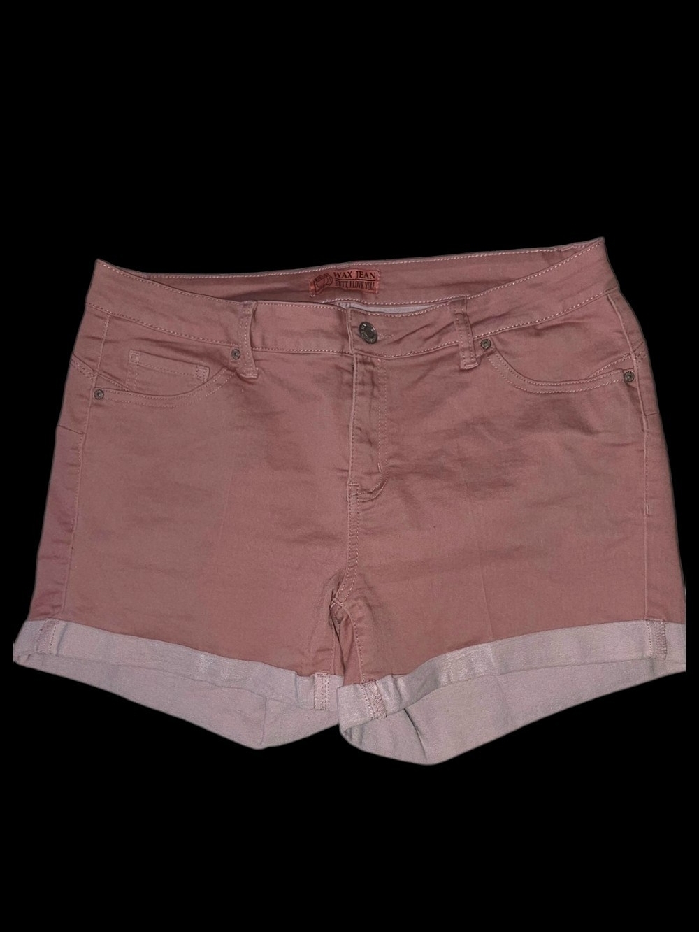 Wax Jean "Butt, I Love You" Mauve Denim Stretch Cuffed Shorts - Size 1XL